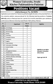 New Women University Swabi Jobs 2025: Faculty Positions Open (wus.edu.pk) – Apply Now Online! 2 New Women University Swabi Jobs 2025